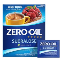 Adoçante ZERO CAL Sucralose em Pó com 50 envelopes 600mg cada