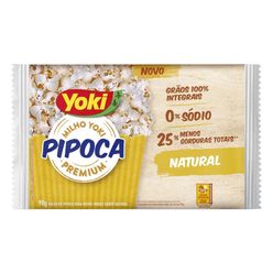 Milho de Pipoca YOKI Para Micro-Ondas Integral Natural 0% Sódio e 25% Menos Gorduras Totais 90g