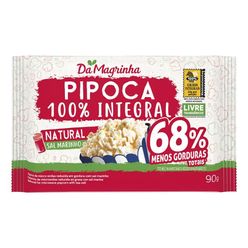 Milho de Pipoca DA MAGRINHA Para Micro-Ondas 100% Integral Natural e Sal Marinho 68% Menos Gorduras Totais 90g