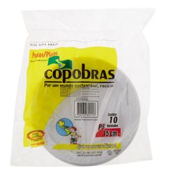 Prato Plástico Copobras Branco 15cm Com 10 Unidades