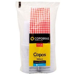 Copo Plástico Copobras Branco 300ml Com 50 Unidades