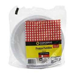 Prato Plástico Copobras Fundo Branco 23cm Com 10 Unidades