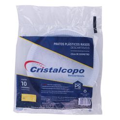 Prato Plástico CRISTALCOPO Branco 23cm com 10 unidades