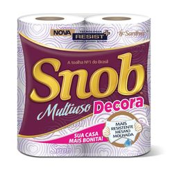 Toalha De Papel Snob Multiuso Decora 2 Rolos Com 60 Toalhas 22cm