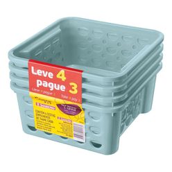 Conjunto De Cestas Sanremo Empilhável 746ml Leve 4 Pague 3 Unidades Verde