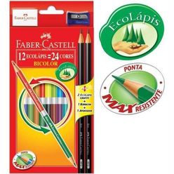 Lápis De Cor Faber-castell  Bicolor Com 12 Unidades + Kit Escolar