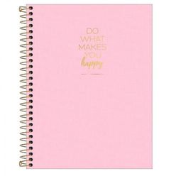 Caderno Tilibra Happy Espiral Colegial Rosa Com 80 Folhas