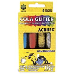 Cola Acrilex Colorida Glitter Com 4 Unidades 15g