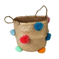 Cesto A\BABY Fibra Com Alça De Pompom