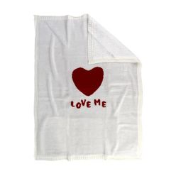 Manta A\BABY 70x100 Sherpa Coração Branco E Vermelho