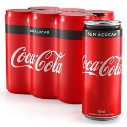 Refrigerante COCA-COLA sem Açúcar Lata 310ml Pack com 6 Unidades