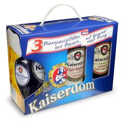 Kit Cerveja Alemã KAISERDOM Lata 1L com 3 Unidades + Copo Mug Set 1L