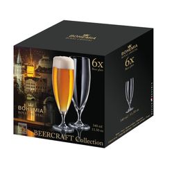 Kit De Taças Para Cerveja BOHEMIA 340ml Com 6 Peças Caixa