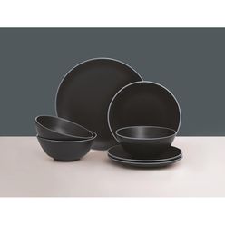 Aparelho De Jantar Mason Cash Preto Com 18 Peças