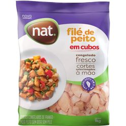 Filé de Peito Frango NAT em cubos Pacote congelado 1Kg