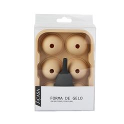 Forma para Gelo com Funil Silicone Creme e Cinza - A\CASA