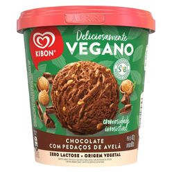 Sorvete KIBON Vegano Chocolate com Avelã Zero Lactose 800ml