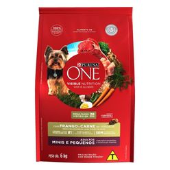 Alimento Para Cães Purina One Visible Nutrition Frango E Carne Adultos Minis E Pequenos 6kg