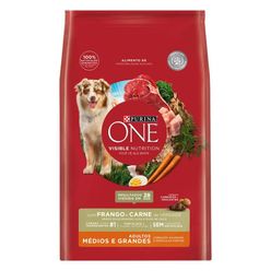 Alimento Para Cães Purina One Visible Nutrition Frango E Carne Adultos Médios E Grandes 6kg