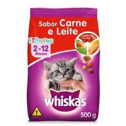 Ração Whiskas Para Gatos Carne E Leite Filhote Pacote 500g