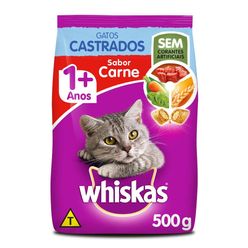 Ração Whiskas Para Gatos Castrados Carne Pacote 500g