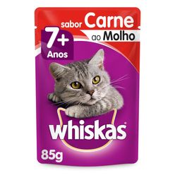 Ração úmida Whiskas Para Gatos Adultos Carne Ao Molho Sachê 85g