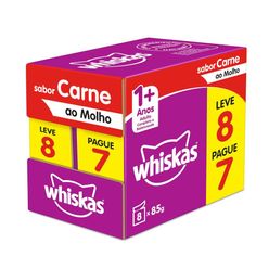 Alimento Whiskas Para Gatos Carne Leve 8 Pague 7 85g