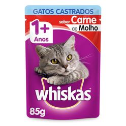 Alimento Whiskas Para Gatos Castrados Carne Sachê 85g