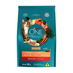 Alimento Para Gatos Purina One Visible Nutrition Frango E Salmão Para Adultos 500g