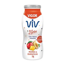 Iogurte VIGOR Viv 3 Grãos Chia, Quinoa e Amaranto Manga e Maracujá Fonte de Fibra 170g