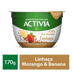 Leite Fermentado ACTIVIA Café da Manhã Linhaça, Morango e Banana 170g