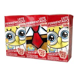 Leite Fermentado ELEGE Bob Esponja Morango Com 3 Unidades 480g