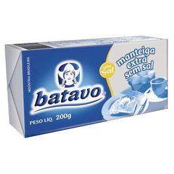 Manteiga BATAVO Extra sem Sal Tablete 200g