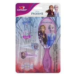 Kit CONDOR Frozen II com 2 anéis,2 presilhas,1 premdedor e 1 escova