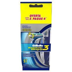 Aparelho para Depilar GILLETTE PRESTOBARBA 3 Ultragrip leve 5 pague 4 Unidades