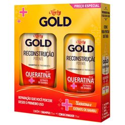 Kit Niely Gold Reconstrução Potente Queratina-v Shampoo 275ml + Condicionador 175ml Preço Especial