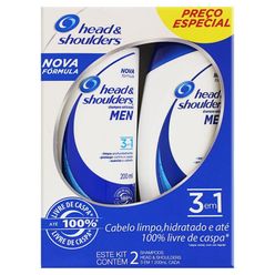 Shampoo HEAD & SHOULDERS Men 3 em 1 com 2 Unidades 200ml cada Preço Especial