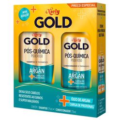 Kit NIELY GOLD Pós-Química Poderoso Shampoo 275ml + Condicionador 175ml Preço Especial