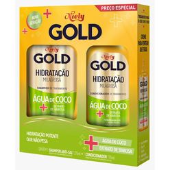 Kit Niely Gold Hidratação Milagrosa Shampoo 275ml + Condicionador 175ml Preço Especial