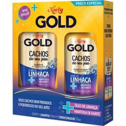 Kit Niely Gold Cachos Do Seu Jeito óleo De Linhaça + Manteiga De Karité 1 Shampoo 275ml + 1 Condicionador 175ml