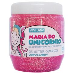 Gel Glitter VINI LADY Magia do Unicórnio Sem Alcool para Corpo e Cabelo 220g