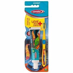 Kit Escova Dental + Gel Dental Com Fluor Condor Hotwheels Tutti - Frutti 50g Leve + Pague Menos