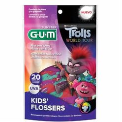 Fio Dental Gum Flossers Kids Trolls Uva 20 Unidades