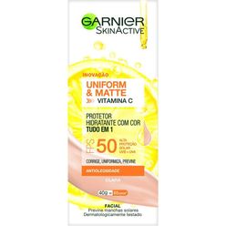 Hidratante Facial Garnier Skinactive Uniform & Matte Clara Fps 50 40g