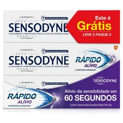 Creme Dental Sensodyne Rápido Alívio Leve 3 Pague 2 Unidades