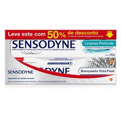 Gel Dental Sensodyne Limpeza Profunda 90g  50% Desconto Creme Dental Branqueador Extra Fresh