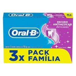 Creme Dental Oral-b Escudo Antiaçúcar Menta Suave Com 3 Unidades De . 3x Pack Família
