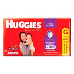 Fralda Descartável HUGGIES Supreme Care Roupinha G com 60 Unidades Embalagem Econômica