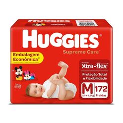 Fralda Descartável HUGGIES Supreme Care M com 172 unidades Embalagem Econômica