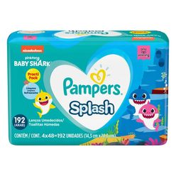 Lenço Umedecido Pampers Splash Baby Shark Com 192 Unidades